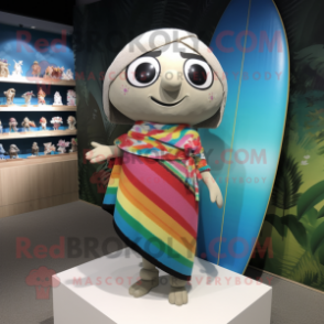 nan Surfboard mascot costume character dressed with a Mini Skirt and Shawls