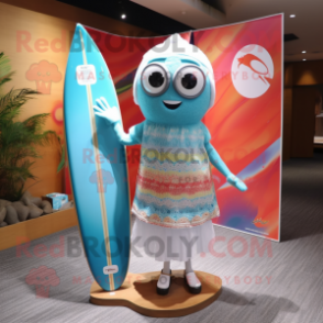 nan Surfboard mascot costume character dressed with a Mini Skirt and Shawls