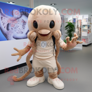 Beige Octopus maskot...