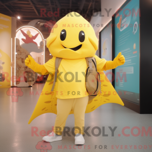 Gul Stingray maskot kostume...