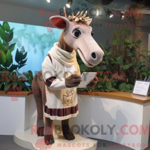 Beige Okapi maskot kostume...