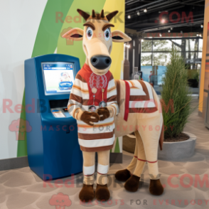 Fantasia de mascote de okapi bege com suéter e carteiras de moedas - Mascotes Okapi - REBROKO_351962 - RedBrokoly.com