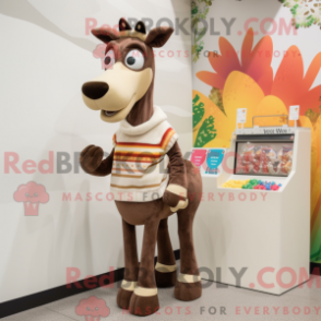 Fantasia de mascote de okapi bege com suéter e carteiras de moedas - Mascotes Okapi - REBROKO_351963 - RedBrokoly.com