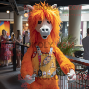 Orange lama maskot kostume...