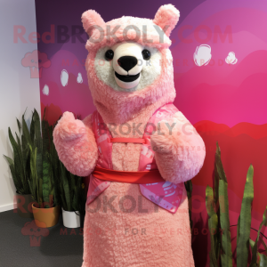 Roze alpaca mascotte...