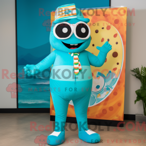 Cyan Pizza-maskotdraktfigur...