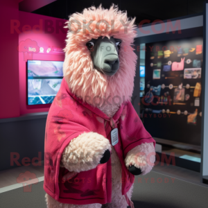 Roze alpaca mascotte...