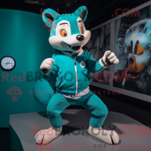 Blågrøn Marten maskot...
