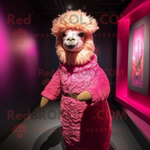 Pink Alpaca maskot kostume...