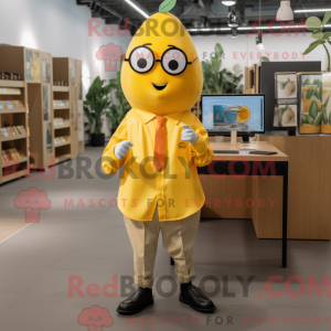 Gul Mango maskot kostume...