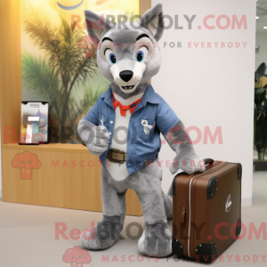 Grå Dingo maskot kostume...
