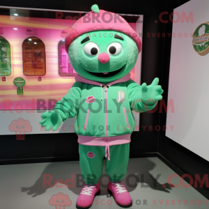Grønn Rosa maskotdraktfigur...