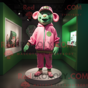Green Pink mascot costume...