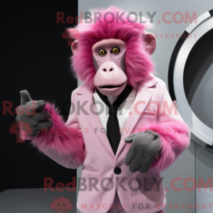 Pink bavian maskot kostume...