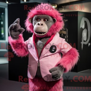 Pink Baboon mascot costume...