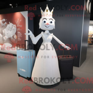 Hvid Queen maskot kostume...