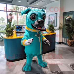 Turquoise Dog mascotte...