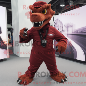 Maroon Utahraptor mascot...