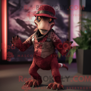 Maroon Utahraptor maskot...