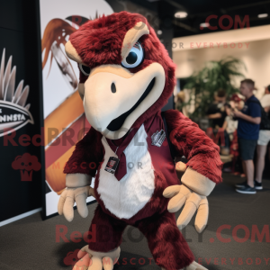 Maroon Utahraptor maskot...