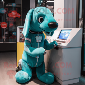 Turquoise Dog mascotte...