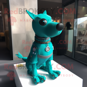 Turquoise Dog mascotte...