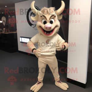 Beige Devil maskot drakt...