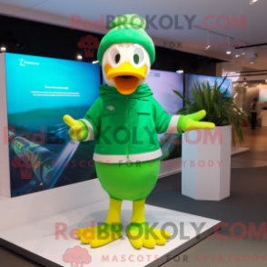 Fantasia de mascote de ganso verde com roupa de banho e gorros - Mascotes de ganso - REBROKO_352263 - RedBrokoly.com