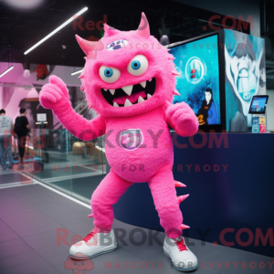 Rosa demon maskot drakt...