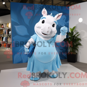 Sky Blue Rhinoceros mascot...