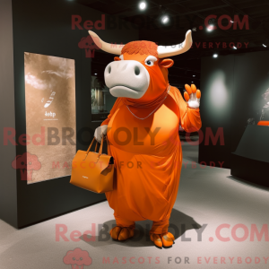 Orange Bull-mascottekostuum...