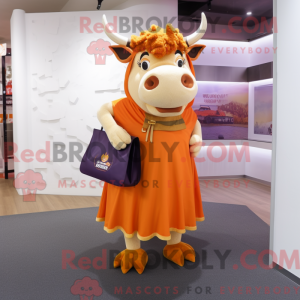 Orange Bull maskot kostume...