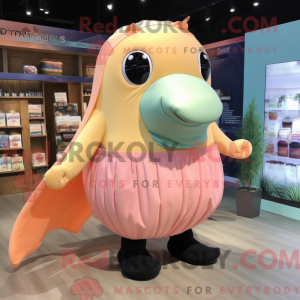 Peach Humpback Whale mascot...