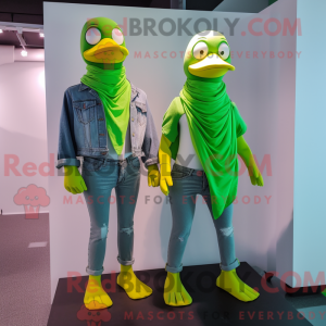 Limegrønne gæs maskot...