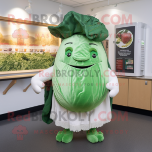 Green Corned Beef And Cabbage mascot costume character dressed with a V-Neck Tee and Shawl pins