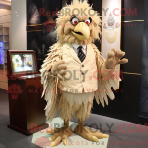 Beige Harpy maskot kostume...
