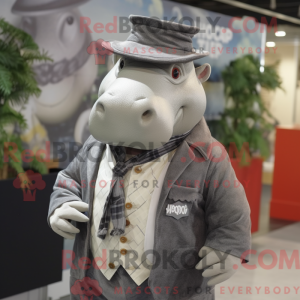 Mascotte d hippopotame gris...