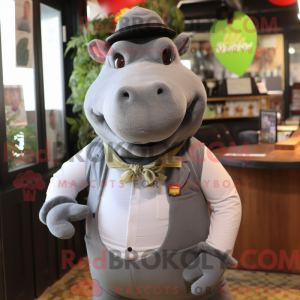 Mascotte d hippopotame gris...