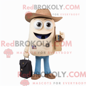 Beige kameramaskot kostyme...