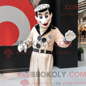 Máscara de creme Mime com caraterísticas coloridas com um casaco bomber e um skjerf - Mascotes mímicos - RedBrokoly.com