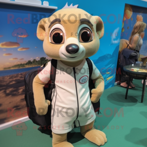 Beige Meerkat maskot kostym...