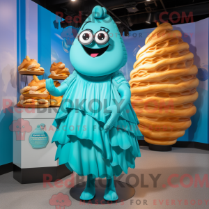 Turquoise Croissant mascot...