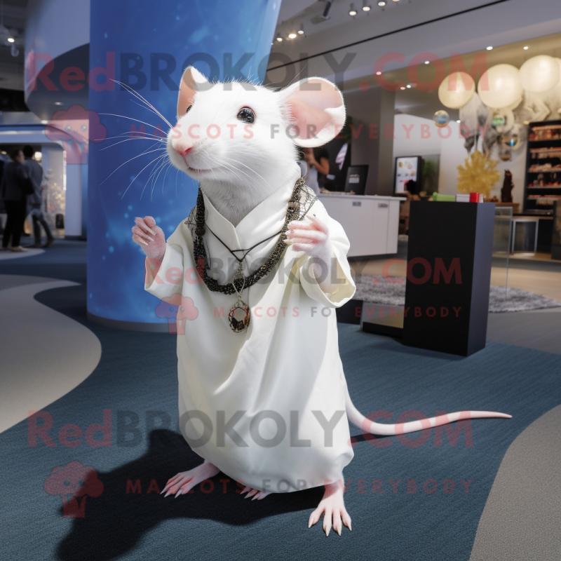 White Rat mascot costume character dressed with a Wrap Dress and Necklaces White Rat mascot costume character dressed with a Wrap Dress and Necklaces