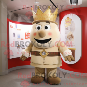 Beige konge maskot kostume...