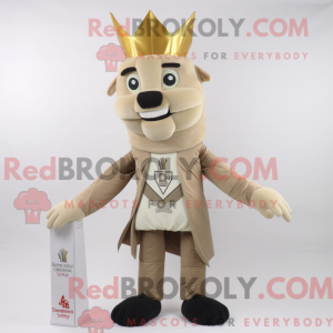 Beige konge maskot kostume...