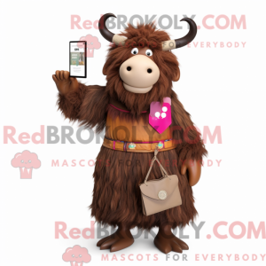 Brun Yak maskot kostume...