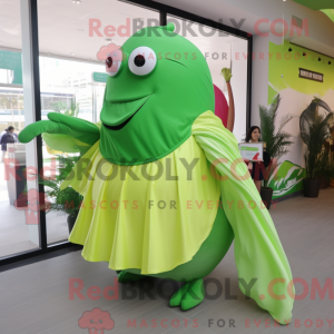 Limegrøn pukkelhval maskot...