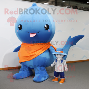 Orange Blue Whale maskot...