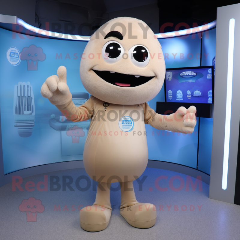 Beige Ice mascot costume character dressed with a Long Sleeve Tee and Keychains Beige Ice mascot costume character dressed with a Long Sleeve Tee and Keychains