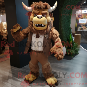 Brun Minotaur maskot drakt...